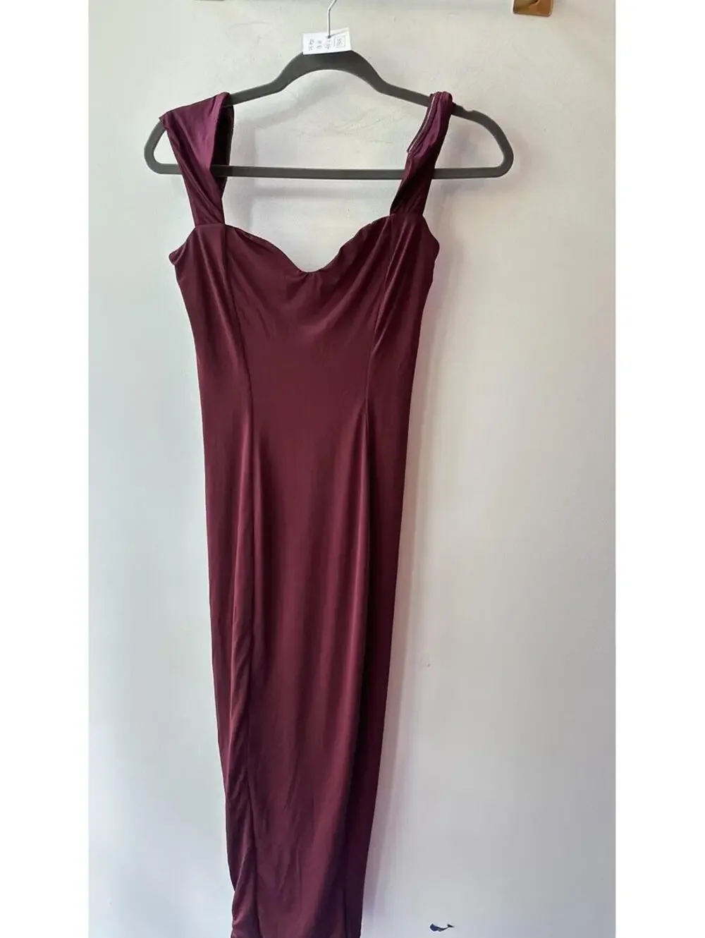 oh polly red satin midi dress Midi Dress Oh Polly Wine Dress Asymmetric Scarf-Detail Midaxi Dress In True Red